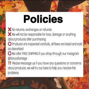 FANCYAFVINTAGE STORE POLICY